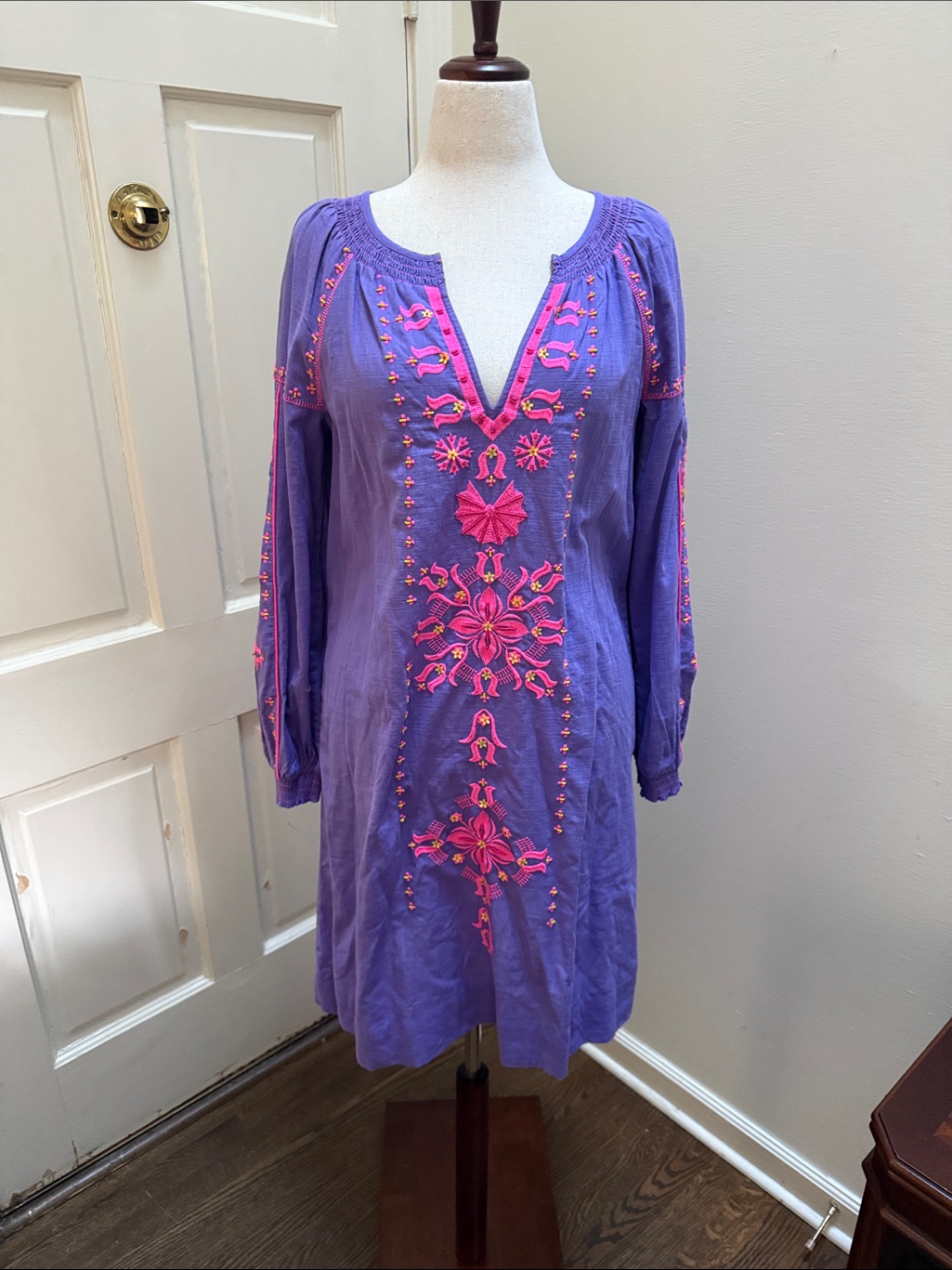 Lilly Pulitzer Purple Tunic Dress With Pink Embroidery